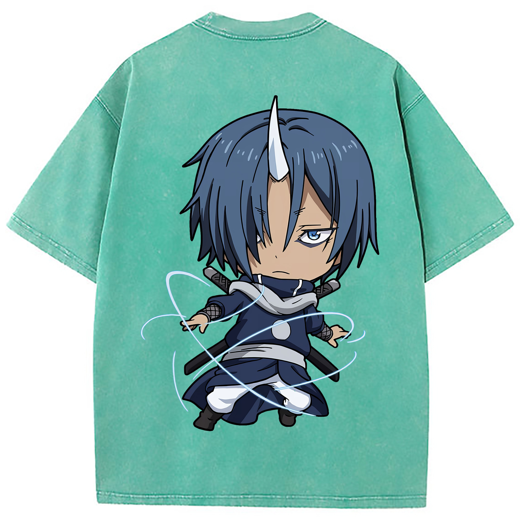 （画像用） 転スラ Regarding Reincarnated to Slime 綿100% ヴィンテージ風 半袖Tシャツ（背面プリント）